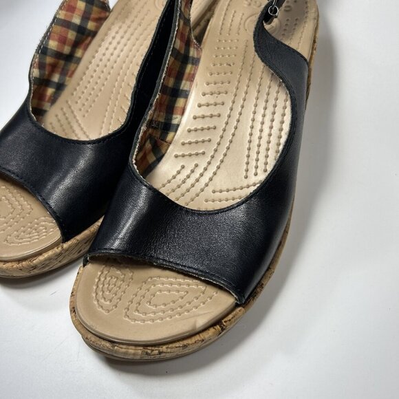 CROCS A Leigh Cork Black Wedge Women’s Size 10 - Picture 9 of 10
